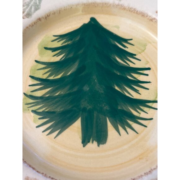 Royal Norfolk Holiday Salad Plate Pine Tree Design Microwave Dishwasher Safe - Picture 2 of 4
